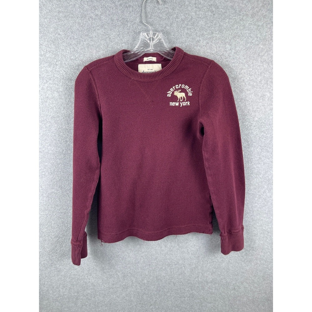 Abercrombie and Fitch Muscle Sweater Kid's‎ L Red Waffle Knit Crewneck Pullover